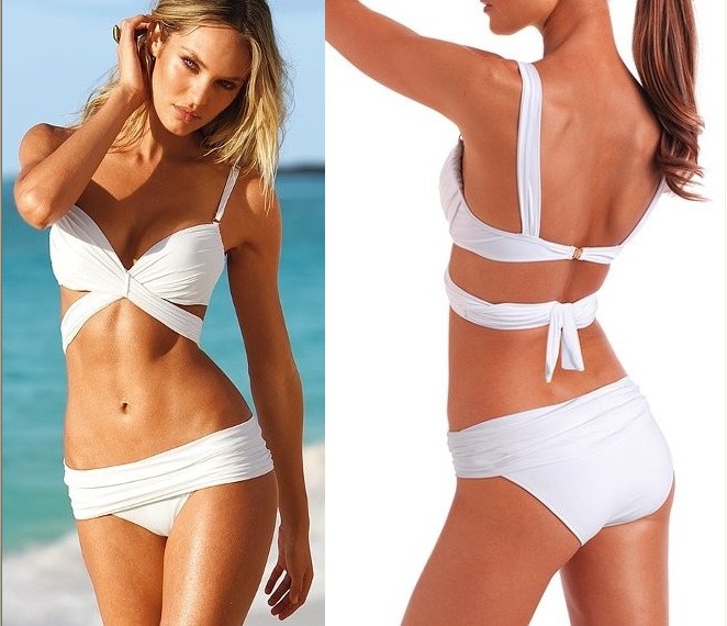 F4194-1 White Draped Bikini